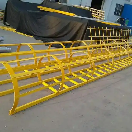 玻璃钢爬梯镀锌钢安全带笼直爬梯基坑外墙固定梯扶手平台 爬梯【图片