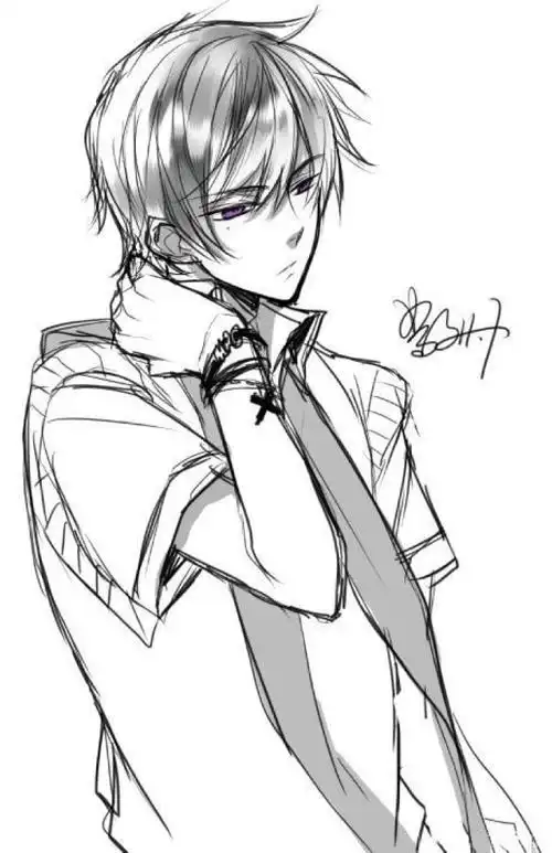 漫画,绘画,帅男,酷男,头像白描化的男生.