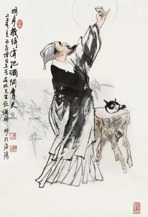 王明明 东坡饮酒图 立轴 设色纸本作品欣赏