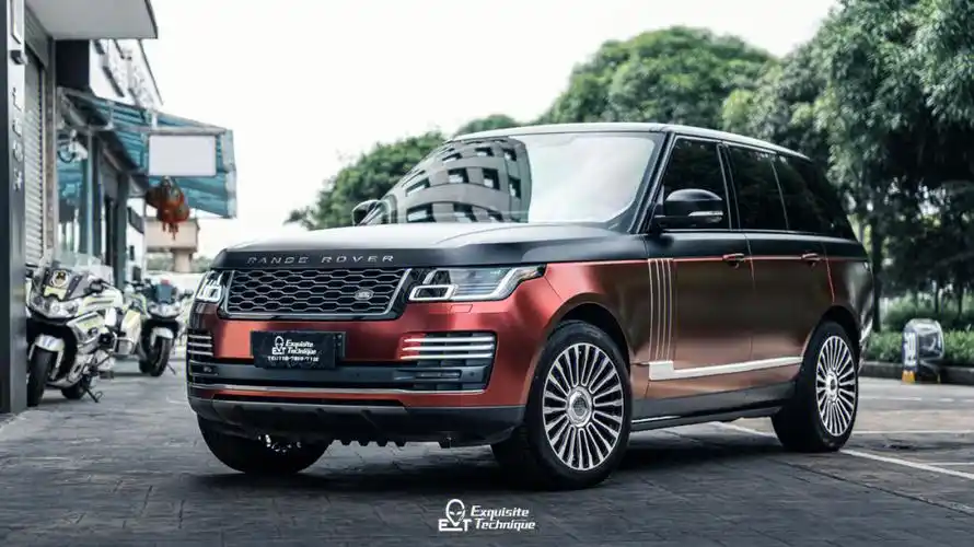 路虎揽胜全车双拼改色电光赤焰红77磨砂黑