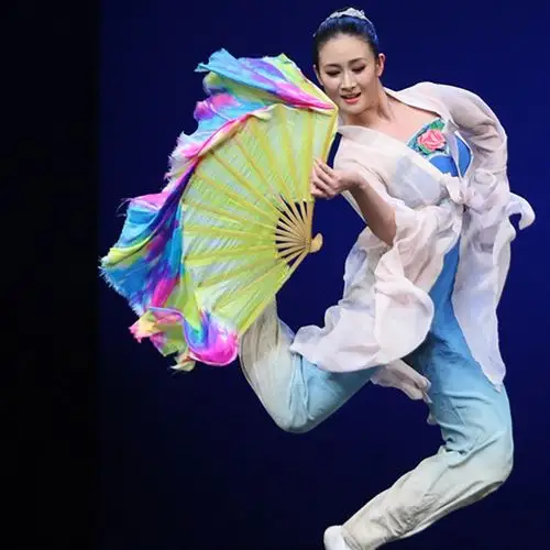 真品真丝扇舞丹青古典舞蹈扇子练功表演扇子舞蹈扇 折扇 舞蹈扇子图片