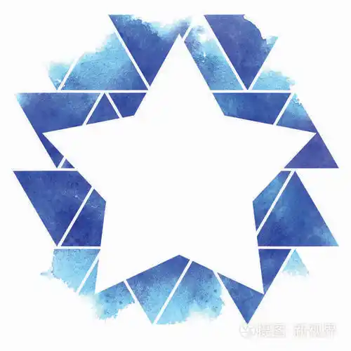 白色背景上蓝色阴影的彩色三角形,为文本创建了一个星形的形状.