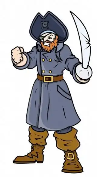 卡通海上行驶中的海盗船