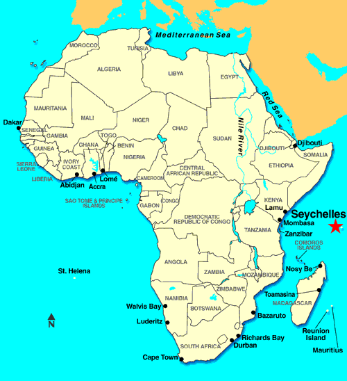 由於其税法与政治体系完善,近年来成为新兴的境塞舌尔 世界地图