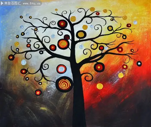 抽象树装饰画图片