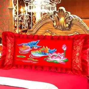 十字绣双人鸳鸯枕戏水图十字绣枕头套自己绣结婚新款1.5米手工diy