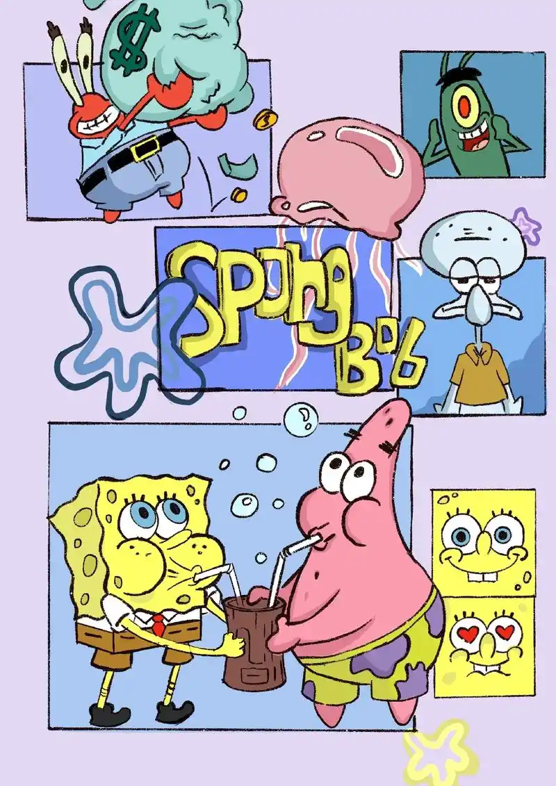 procreate分镜插画海绵宝宝上色