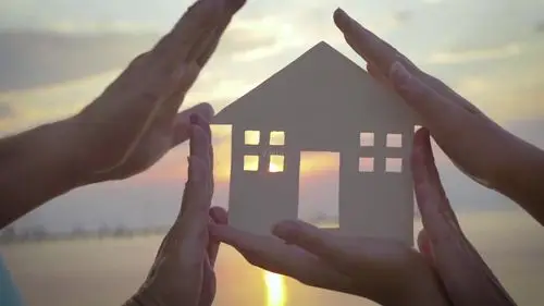 唯美夕阳湖边一家人关于家的梦想