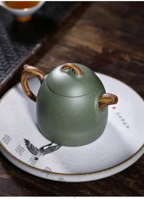 紫砂壶国助工纯手工泡茶壶绞泥豆青砂中品家用茶壶具秦权 秦权壶