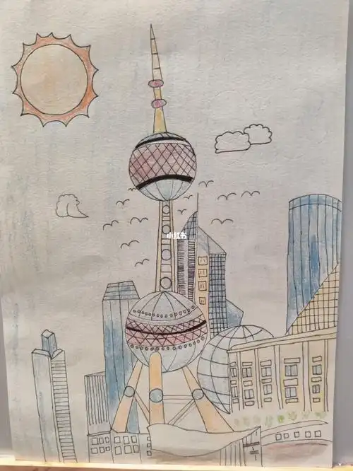 今日简笔画上海东方明珠
