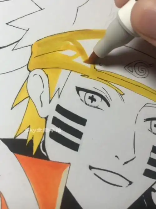 漩涡鸣人上色绘画过程