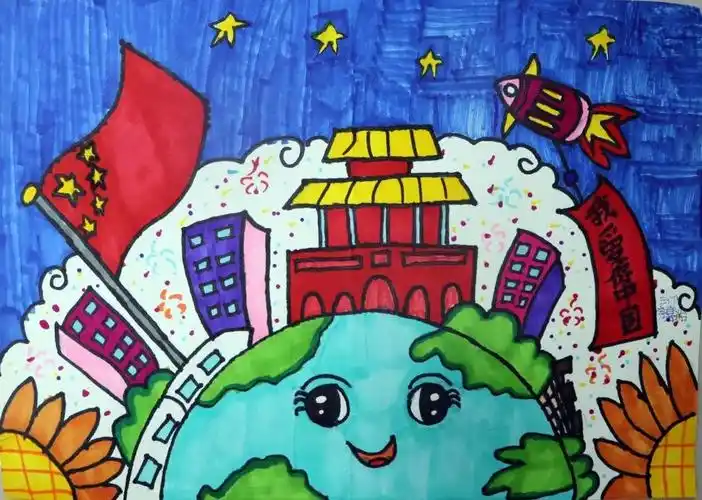 心怀梦想 心手相牵 新时代展美丽中国儿童绘画5张 - 智慧妈咪网