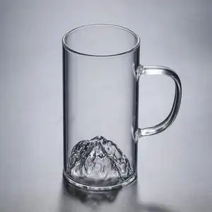 高硼硅 单层带把300ml绿茶泡茶杯水杯加厚透明玻璃杯观山绿茶杯子