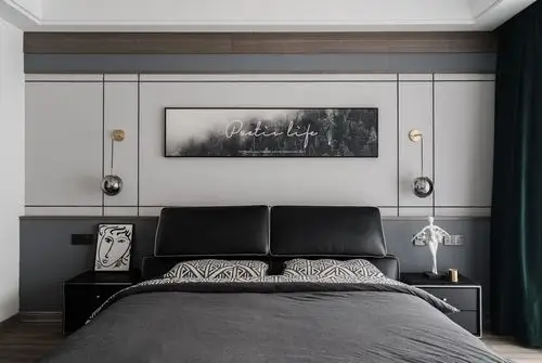 大户型工业混搭风床头背景墙装修效果图