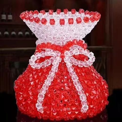 diy手工串珠花瓶成品编织制作摆件创意蝴蝶结摆件