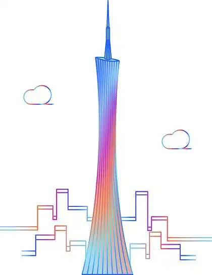 广州地标建筑手绘图图片8297551177简约渐变彩色点状建筑广州19177489