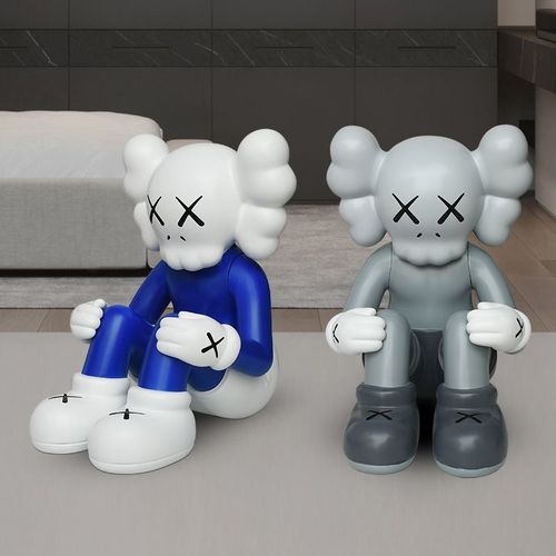 网红芝麻街kaws公仔坐姿摆件客厅电视柜旁边大型落地装饰品摆设品