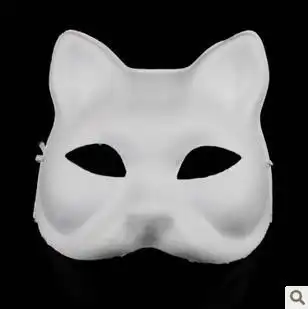 新款阿狸面具 狐狸猫脸面具 纯白色diy彩绘面具 女士半脸面具批发