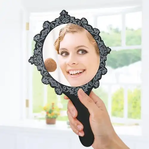 韩慕韩式手拿手柄化妆镜随身便携镜子半永久纹绣随身化妆镜