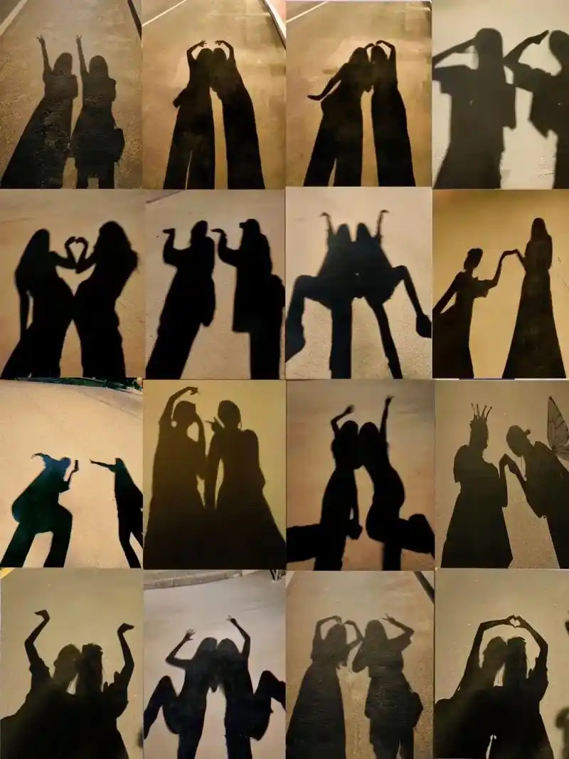 快叫上你的姐妹一起来拍!#拍照姿势 #路灯下的影子 #影子  - 抖音