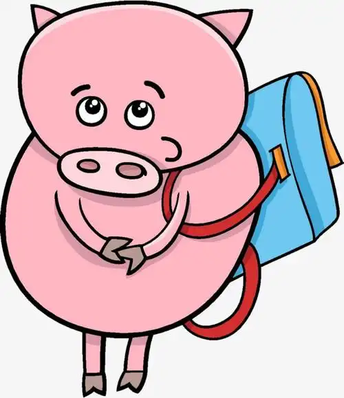 背着书包犯错误的小猪