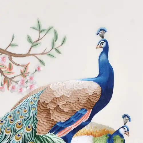 one/只有一个 手工苏州刺绣苏绣《孔雀》送礼佳品摆件装饰品墙体挂画