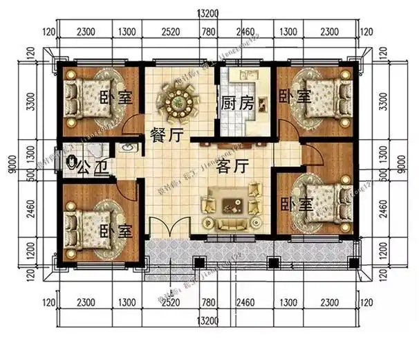 6款一层养老小平房带车库的有3款4款设计了堂屋