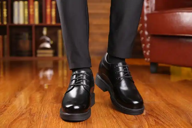 高端舒适男士内增高鞋男10cm商务休闲皮鞋10厘米男鞋宽版牛皮厚底品质