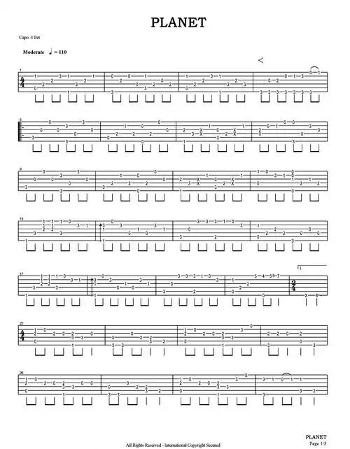 【吉他谱】planet 指弹版 - 宋清卿 soong, chingtsing