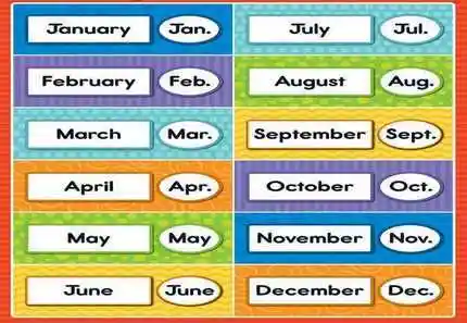 十二个月的英文12个月份的英文