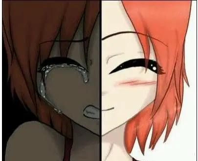 求一张图,一半是哭,一半是笑.