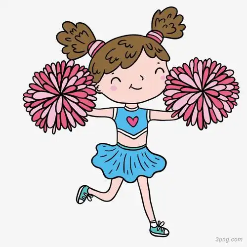 啦啦队女孩png素材透明免抠图片卡通手绘