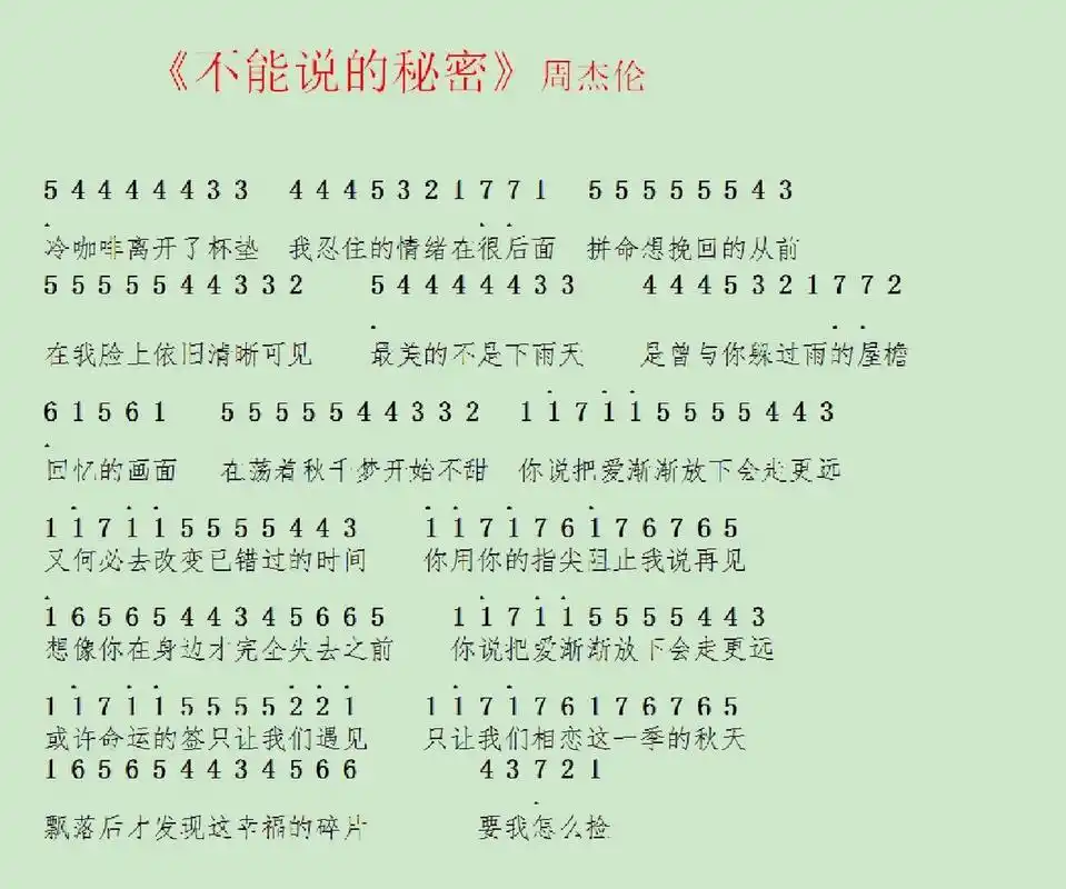 《不能说的秘密》简谱