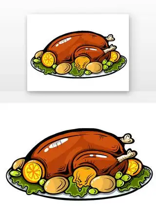 烤鸭美食元素模板