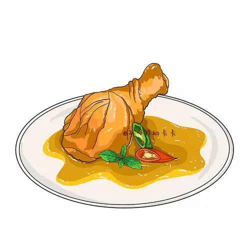 手绘中餐鸡腿插画