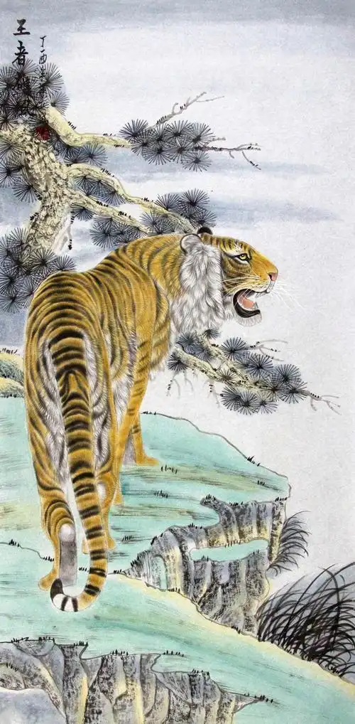 王振立国画虎作品赏析壮志凌云展雄风