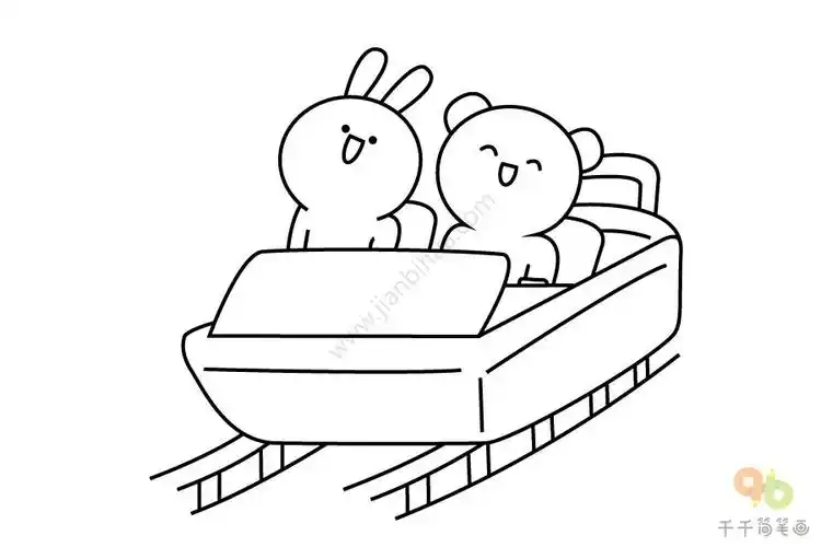 惊险刺激的过山车简笔画