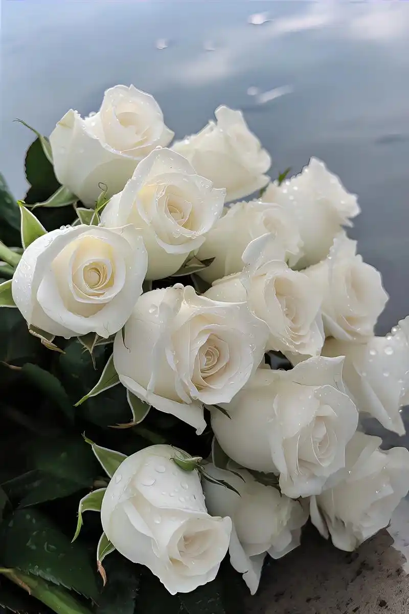 白玫瑰  它的花语是:纯洁,高贵的爱,你是我心中的白月光,爱 - 抖音