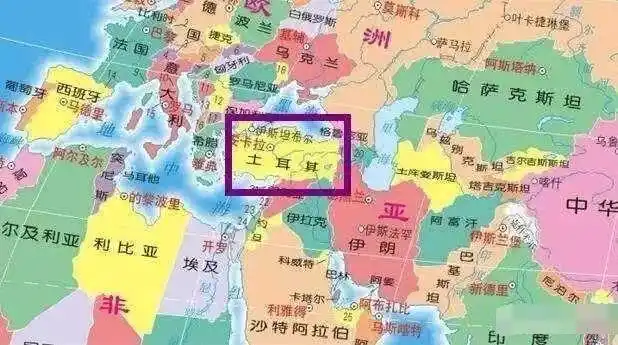 土耳其在地图上的位置