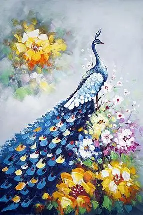 手绘抽象孔雀玄关图片_背景墙|装饰画_编号8974183_红动中国