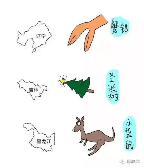 萌翻了手绘34个省级轮廓图30秒钟快速记忆