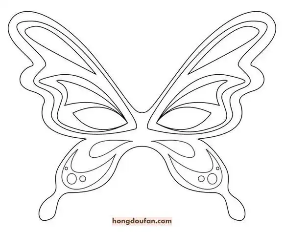 13张女生最爱的可涂色蝴蝶面具免费下载-红豆饭小学生简笔画大全