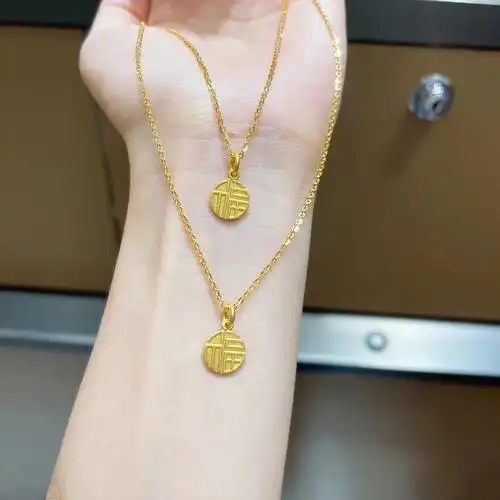 古法金实心福吊坠搭配精品项链一套都是纯黄金的7015福气满满～很