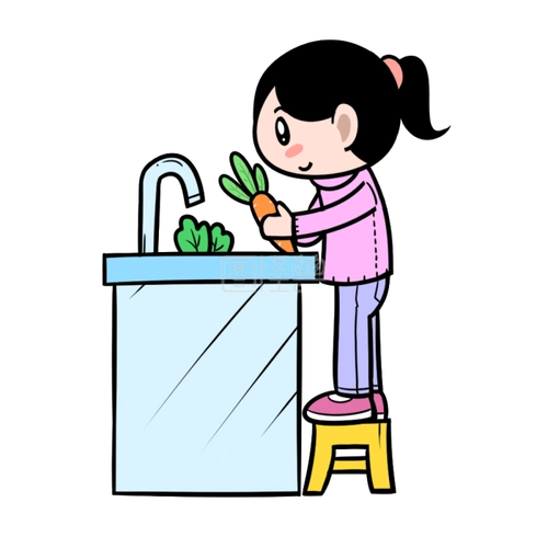 图怪兽原创元素卡通洗菜做饭过春节
