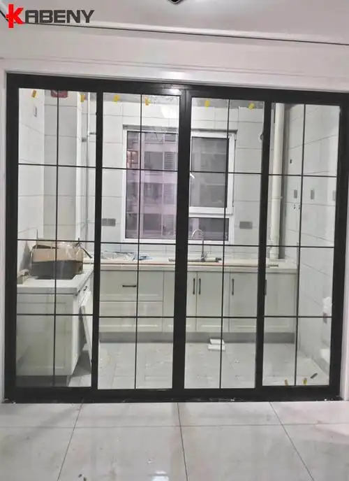 直销钛镁铝合金推拉门黑色窄边中空门厨房移门阳台客厅玻璃门定制