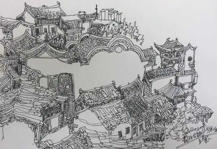 速写:旬阳蜀河古镇杨泗庙外景