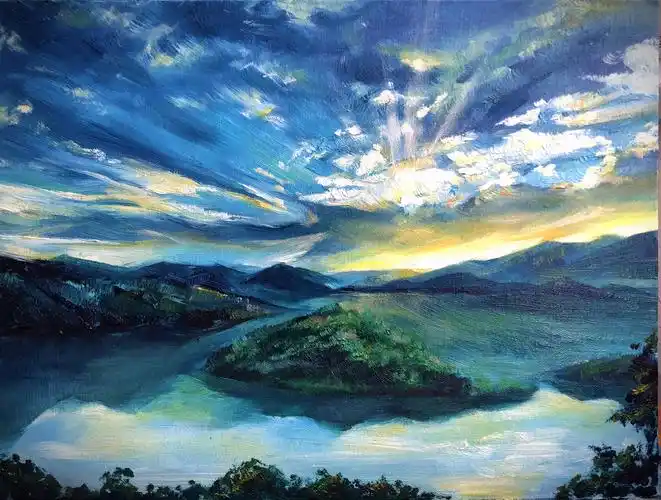 【油画风景】-日出 绘画过程