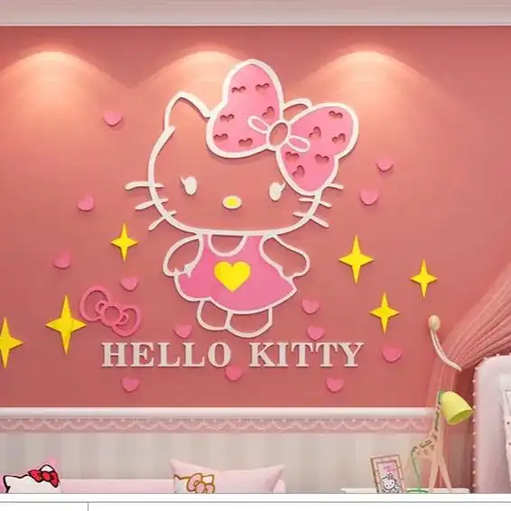 获赞 8807 关注 kt猫卡通儿童房装饰墙布壁画 hello kitty儿童房女孩
