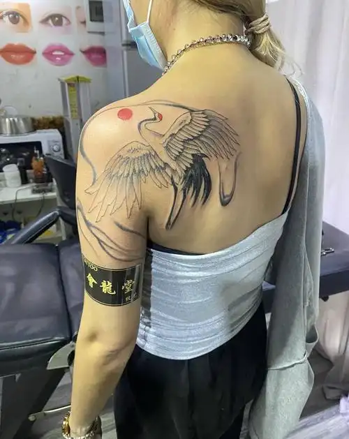 仙鹤纹身纹身图片_背部纹身图案