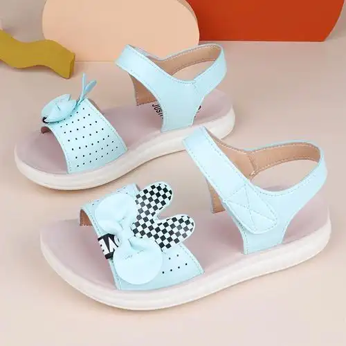 夏季女童凉鞋2021新款中大童女孩软底白色公主鞋洋气魔术贴儿童鞋
